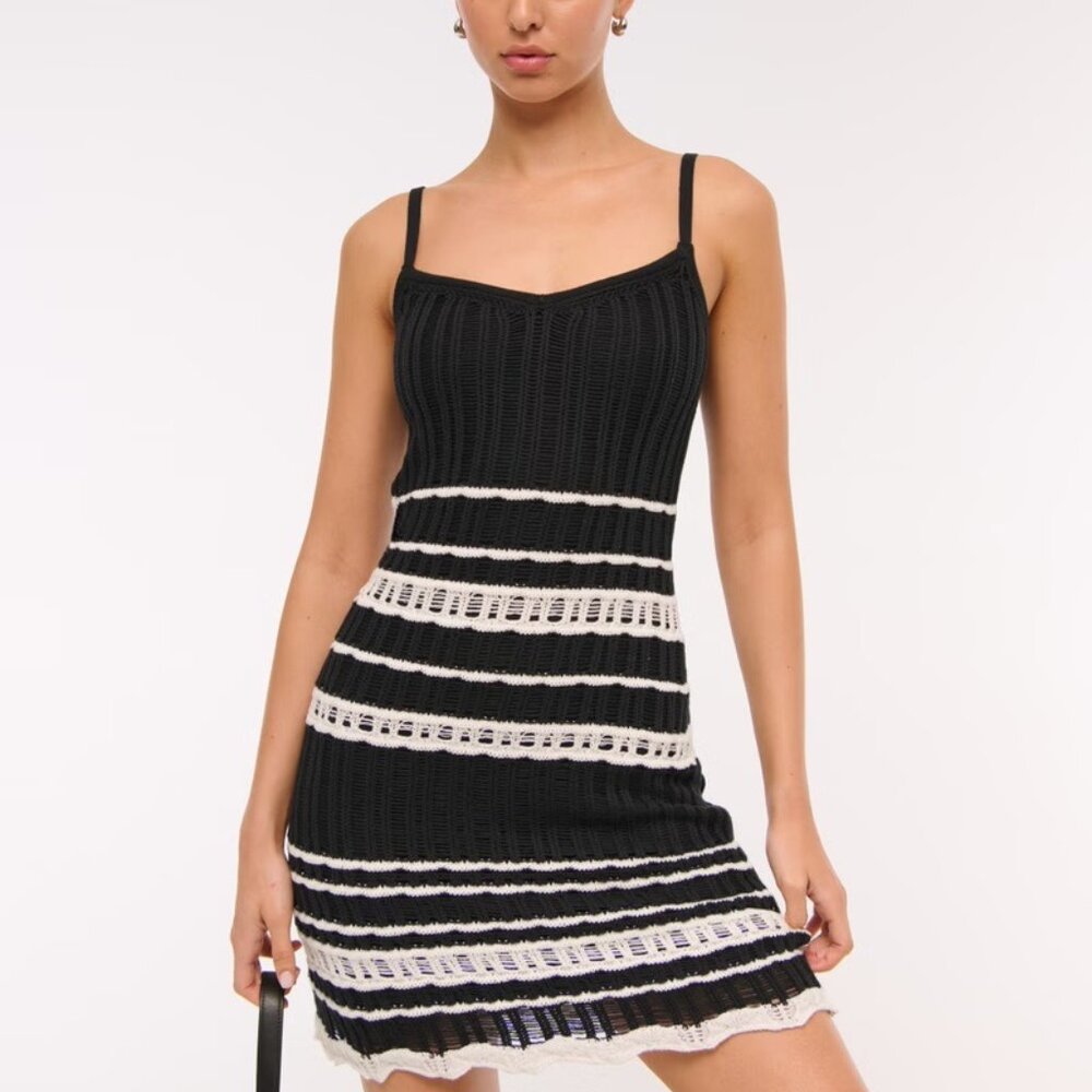 Abercrombie & Fitch Crochet-Style V-Neck Mini Dress